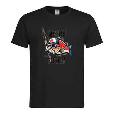 Männer T-Shirt Wishin Fishing Wunsch Fischer Angler Fisch Motiv Geschenk S-4XL