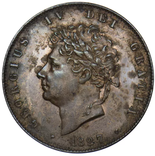1827 halfpenny - george iv british copper coin - v nice image 1