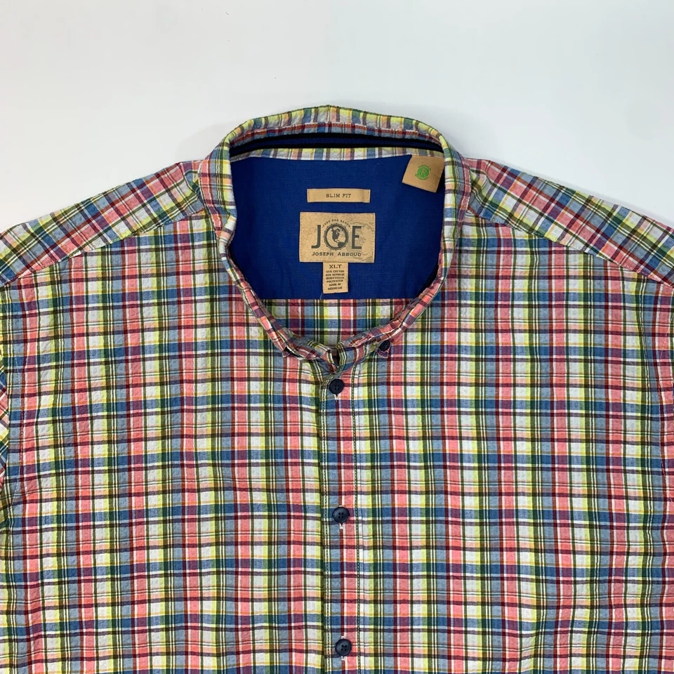 Camisa Joe by Joseph Abboud Para Hombres XLT Alta A Cuadros Seersucker Repreve Abotonada Foto 3 de 4