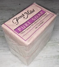 FRENCH MILLED 3oz PURE SOAP Coconut Oil Almond Glycerin FOUR BARS