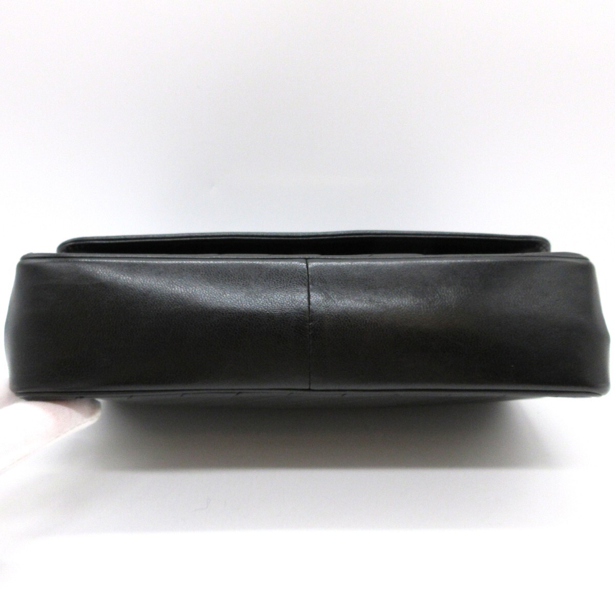 CHANEL CC Bias Stitch Chain Shoulder Bag Leather Black GHW