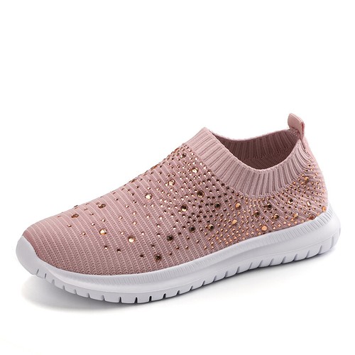 Mujer Brillo Brillante Tenis Damas Informales Sin Cordones Entrenadores Calcetín Zapatos Talla - Imagen 25 de 35