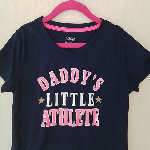 Girl's Graphic Athletic Style Tee T-shirt Size Medium in Navy, Pink - Picture 4 of 10