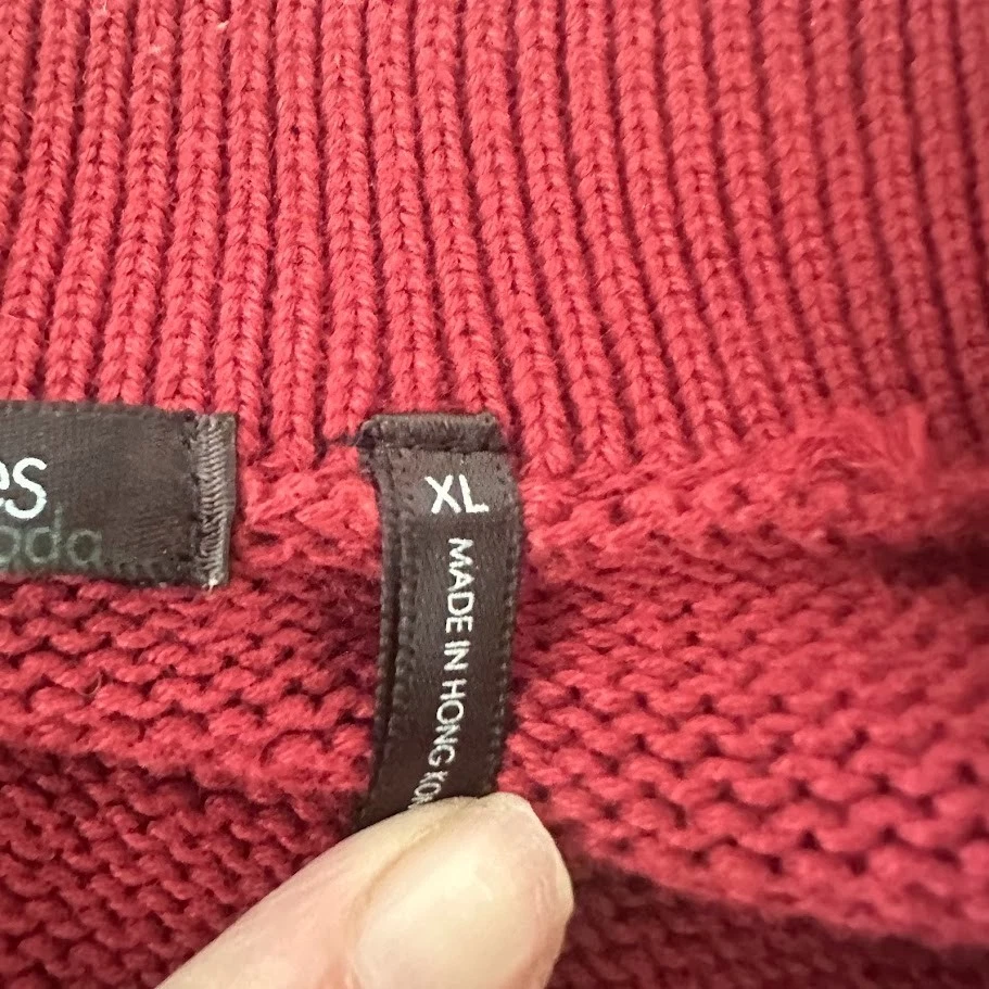 Daisy Fuentes 女式 XL 毛衣开衫全拉链红色模拟领勃艮第色 — 第 4/4 张图片