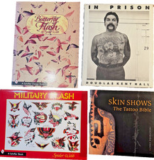 4 Tattoo Books- Military Flash- Butterfly- Spider Webb- Old School-free shipping