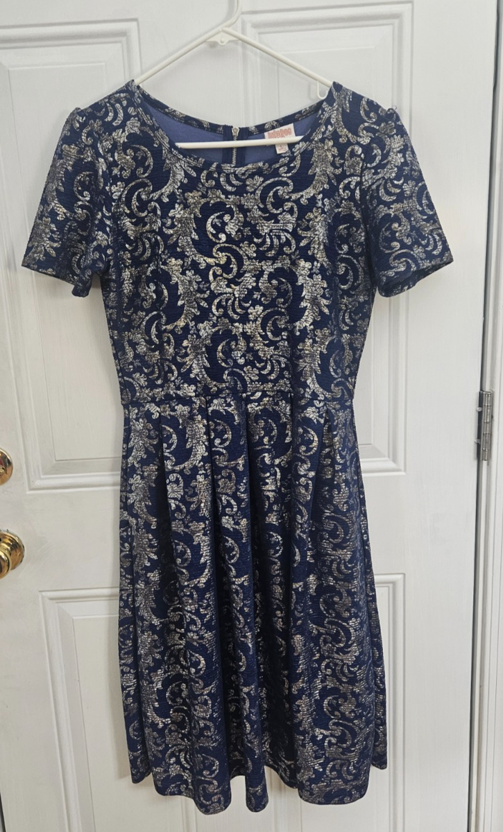 lularoe amelia elegant dress Luxury Blue Long Sleeves Evening Dress with Overskirt SS141
