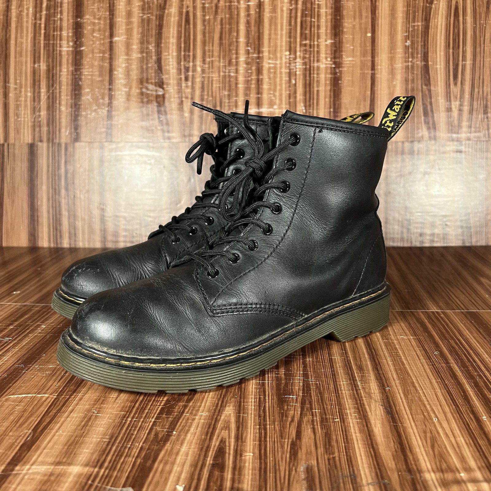 Dr. Martens 1460 Boots Mens Size 4 Black Leather 8-Eye Lace Up Side Zip Combat