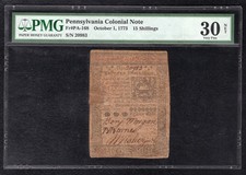 PA-168 OCTOBER 1,1773 15s FIFTEEN SHILLINGS PENNSYLVANIA COLONIAL NOTE PMG VF-30