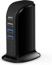 Upoy 6-Port USB C Charger Block 45W Dual Type-C Charging Station