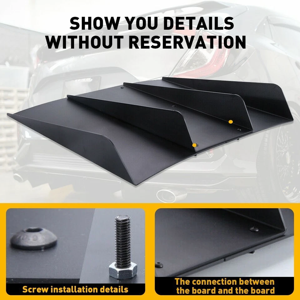 Universal Rear 4-Fin Diffuser Bumper Spoiler Lip + Splitter Rear Spats Chin Lip Foto 2 de 4