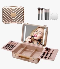 Glo Tech Beauty Case with LED Mirror Black