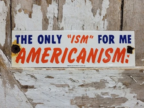 VINTAGE AMERICAN PATRIOT CLUB PORCELAIN SIGN OLD '63 AMERICANISM AMERICANA GOV.