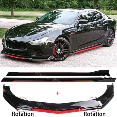 DREAMIZER For Maserati Ghibli Saloon Gloss Front Bumper Spoiler Splitter + Side Skirts Set