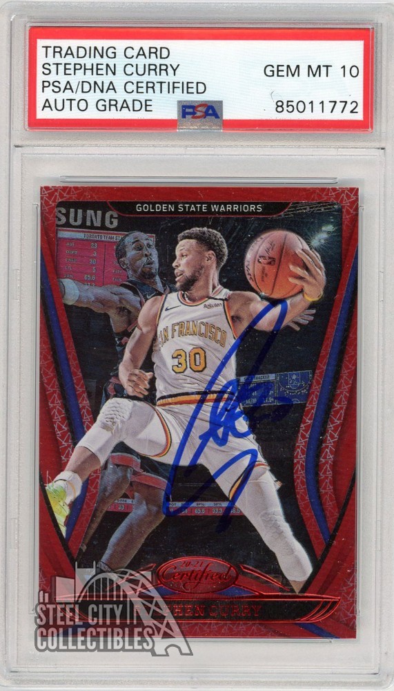 Stephen Curry 2020-21 Panini Certified Red Autograph Card #97 PSA/DNA 10