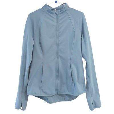 Yogalicious Lux Full Zip Athletic Jacket Blue Thumbholes Yoga Gym XL