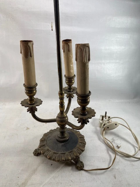 3 Light Bouillotte Lamp French Style Vintage Brass Country Bedside Antique Light - Image 2 of 4