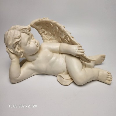 Liegender Engel Putte 36cm Creme Schutzengel Dekofigur Cherub