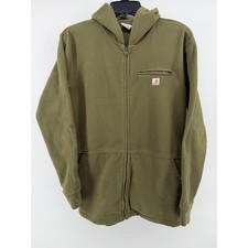 Carhartt Boys Olive Green Full Zip Fleece Hoodie Jacket Size L 14/16