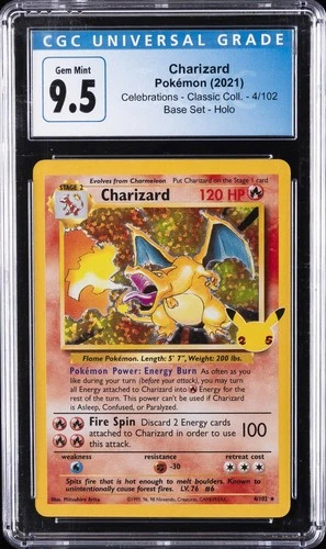 2021 POKEMON CELEBRATIONS CLASSIC COLLECTION #4 CHARIZARD-HOLO CGC 9.5