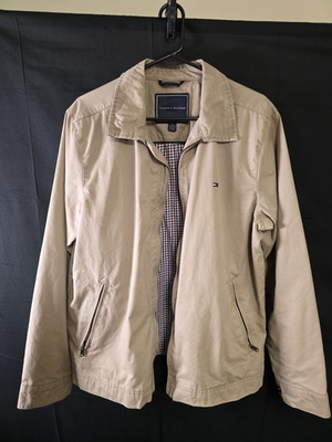#ad #ad Tan Tommy Hilfiger Bomber Chore Coat Twill amp; Plaid Lined Medium $35.33
