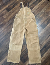 Vintage Carhartt Bib Overalls Men's 40x30 Brown R01 Duck Canvas Workwear USA 90s
