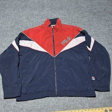 Vintage 90s FILA Track Jacket Mens Large L Navy Red White Windbreaker Full Zip
