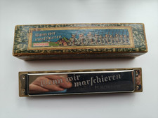 Vintage Hohner militaria harmonica Wenn Wir Marschieren, star logo