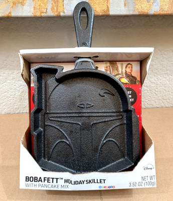 Star Wars Boba Fett Cast Iron Skillet Pancake Pan w Mix New Open Box Disney