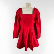 Maeve by Anthropologie Red Long-Sleeve Square-Neck Mini Dress - Size M RRP £125