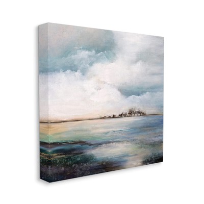 Mellow Island Landscape Deep Dark Waters Cloudy Sky, Designed by Karen Hale C...