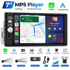 7" Single 1 Din Touch Screen Car Stereo Radio Android Auto Carplay BT FM Camera
