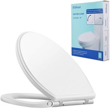 Premium Elongated Toilet Seat with Cover Quiet Close, One-Click to Quick Rele...
