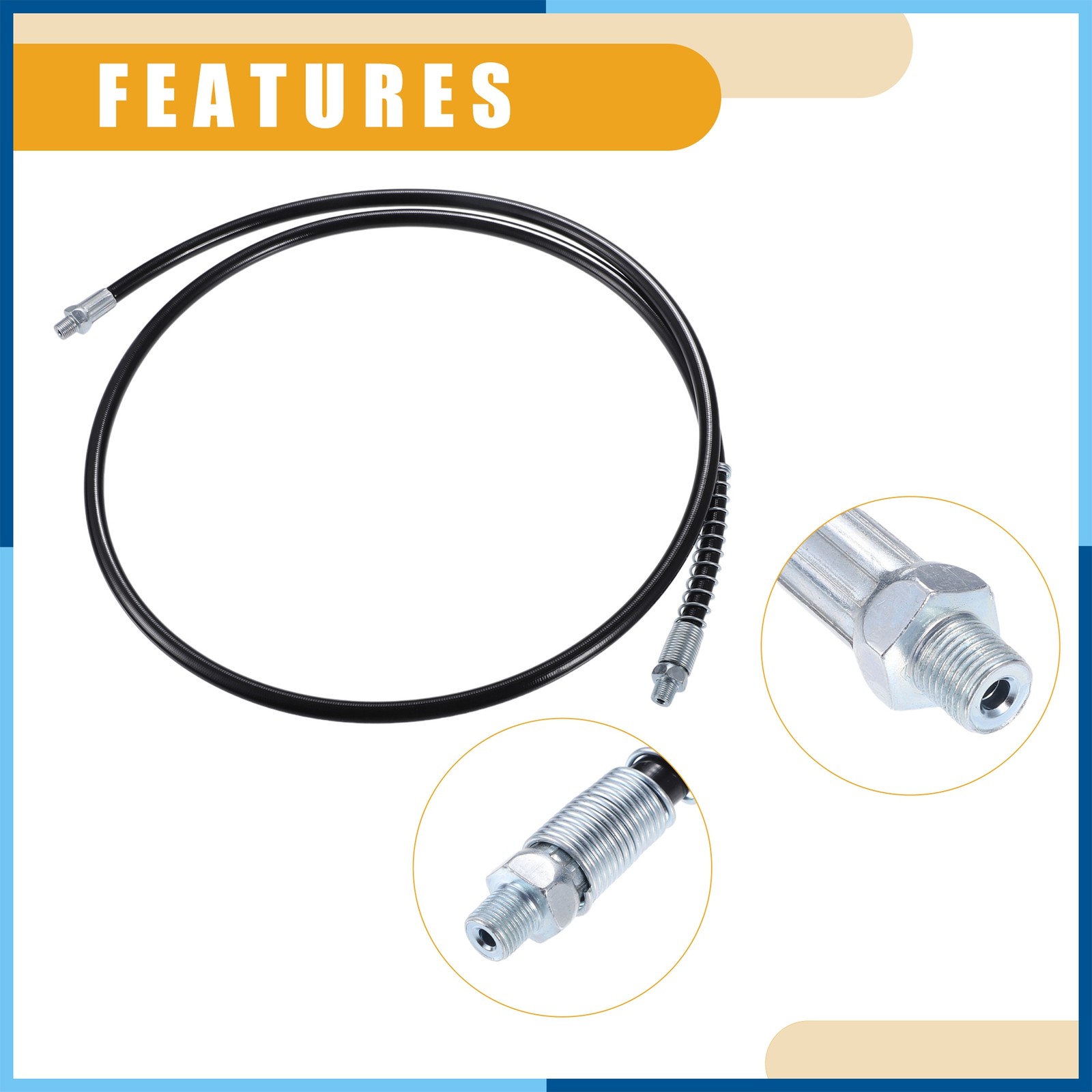 2 Pcs 59" Universal 1/8" NPT Grease Gun Flex Hose Flex Grease Hose Extension