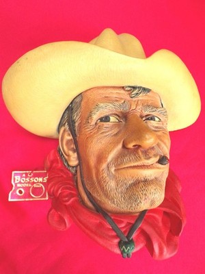 BOSSONS ROHHAUT COWBOY KREIDEGESCHIRR KOPF VINTAGE WILD WEST WANDBEHANG - F WRIGHT