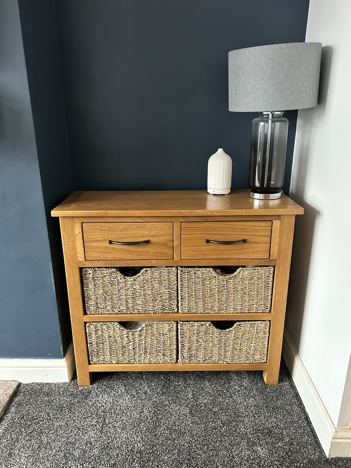 Sidmouth Oak Sideboard Storage Unit 2 Drawers 4 Baskets