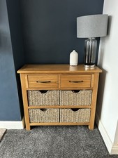 Sidmouth Oak Sideboard Storage Unit 2 Drawers 4 Baskets