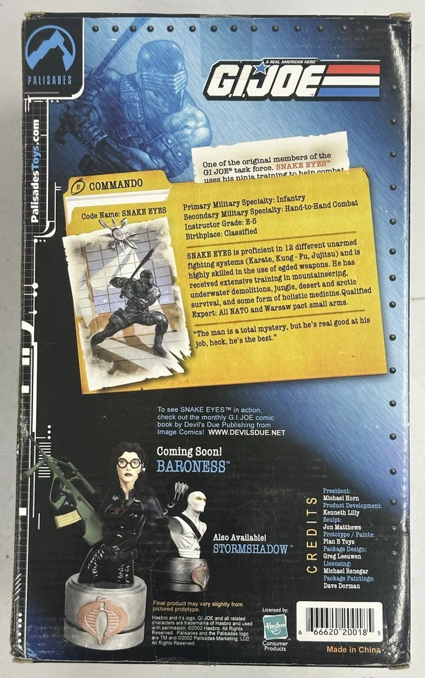 Palisades Toys Gi Joe Le 2002 1/4500 ojos de serpiente mini busto de resina sin usar sellado MT Foto 2 de 4