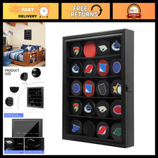 20 Hockey Puck Display Case - Wall Mount Holder Cabinet, Glass Shadow Box for Co