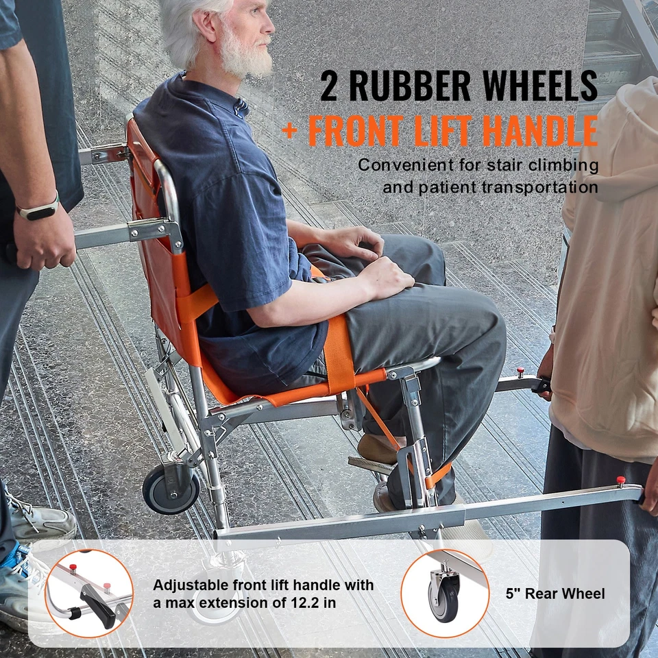 Chaise Évacuation d'Escalier Fauteuil Transfert d'Ambulance 158kg 2 Roues - Photo 2/4