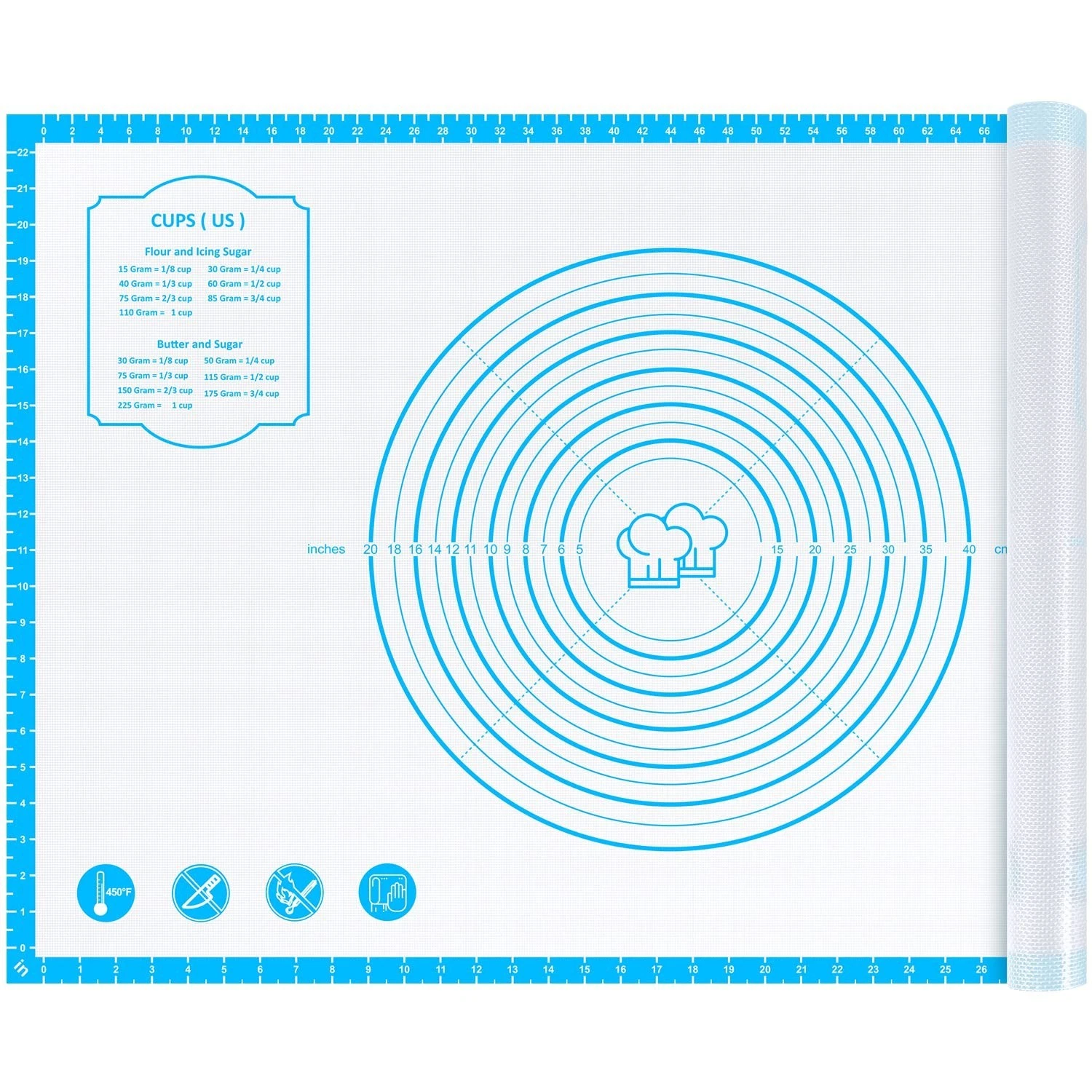 Silicone Baking Pastry Mat,36" x 24" Large Non Stick Sheet Mat with Measureme...
Opens in a new wind
