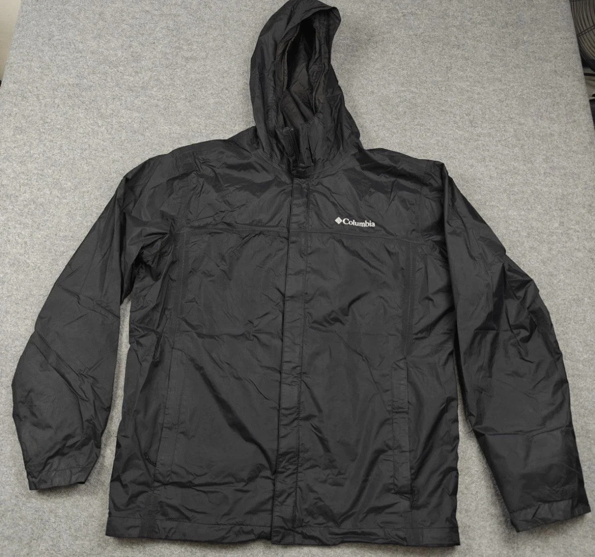 Columbia Men’s Med Black Hooded Rain Jacket Waterproof Windbreaker EUC - product detail image 1