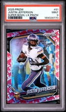169028770 Justin Jefferson 2025 Panini Prizm #81 Super Bowl LX /60 PSA 9