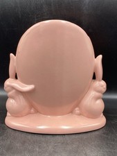 Haeger Pottery Double Bunny Rabbit Pink Plant...