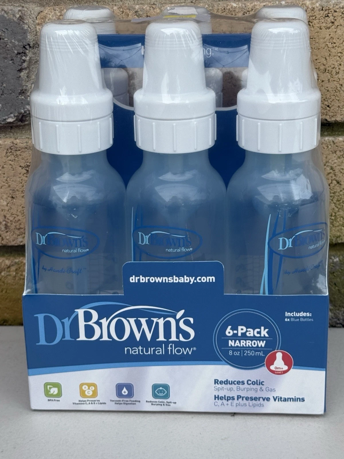 Dr Brown Bottle Natural Flow 6 Pack New Reduce Colics Narrow
