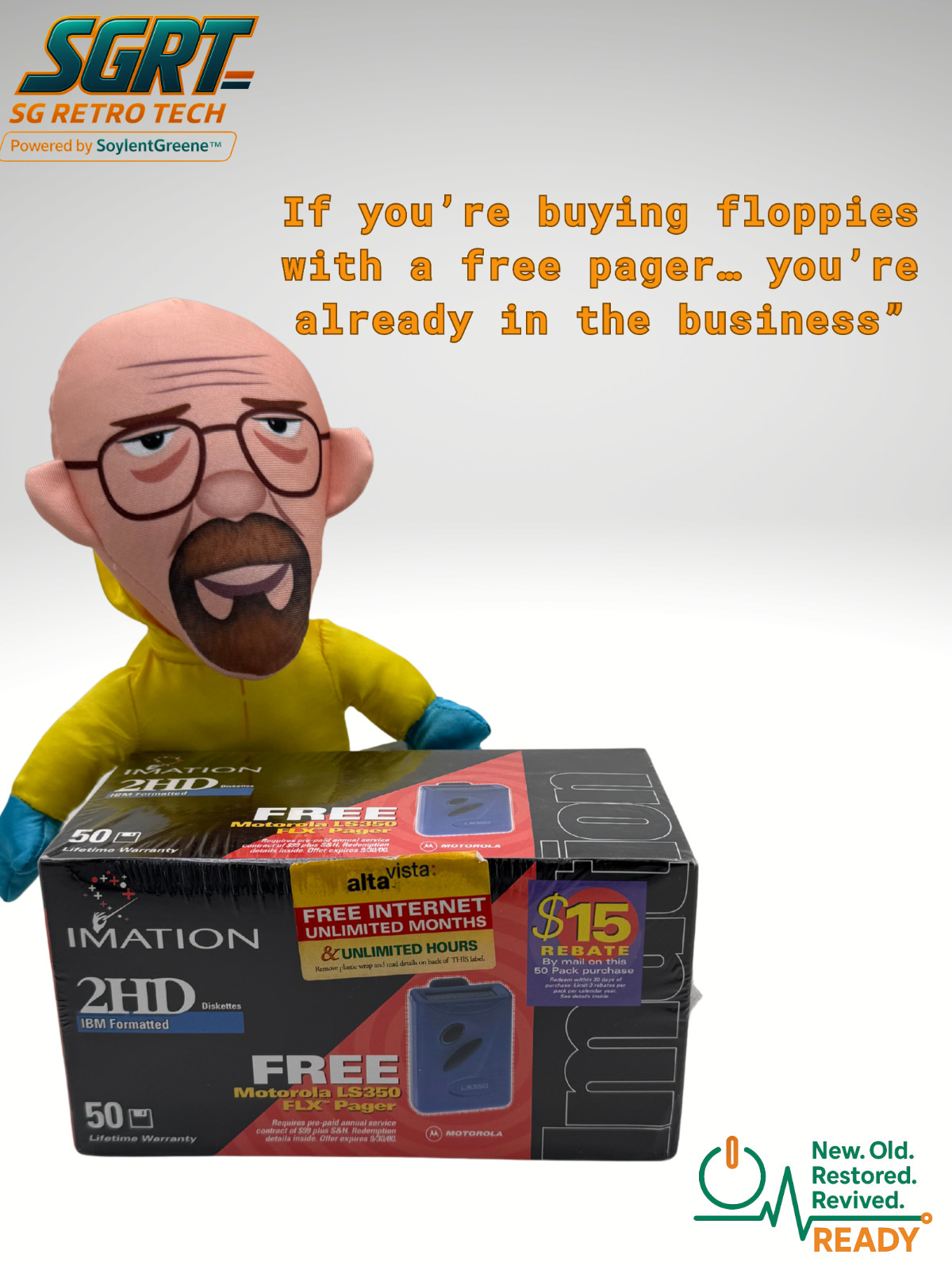 Imation 2HD 3.5” Floppy Disks 1.44MB 50-Pack Factory Sealed 1999 IBM Formated