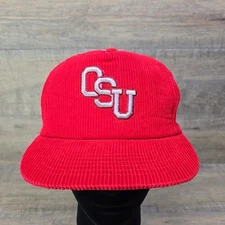 Vtg 80s Ohio State Buckeyes OSU Corduroy Snapback Hat Red Universal Ind. Inc. EC