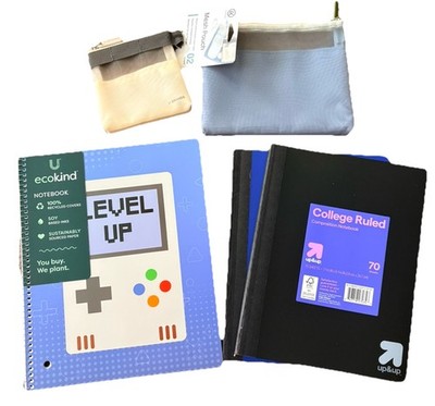 Wide Ruled & Flexible Cover Composition Notebook Set Of 3 & 2 Mash Pouches ￼