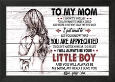 To My Mom Framed Wall Art Poster Canvas Print Picture