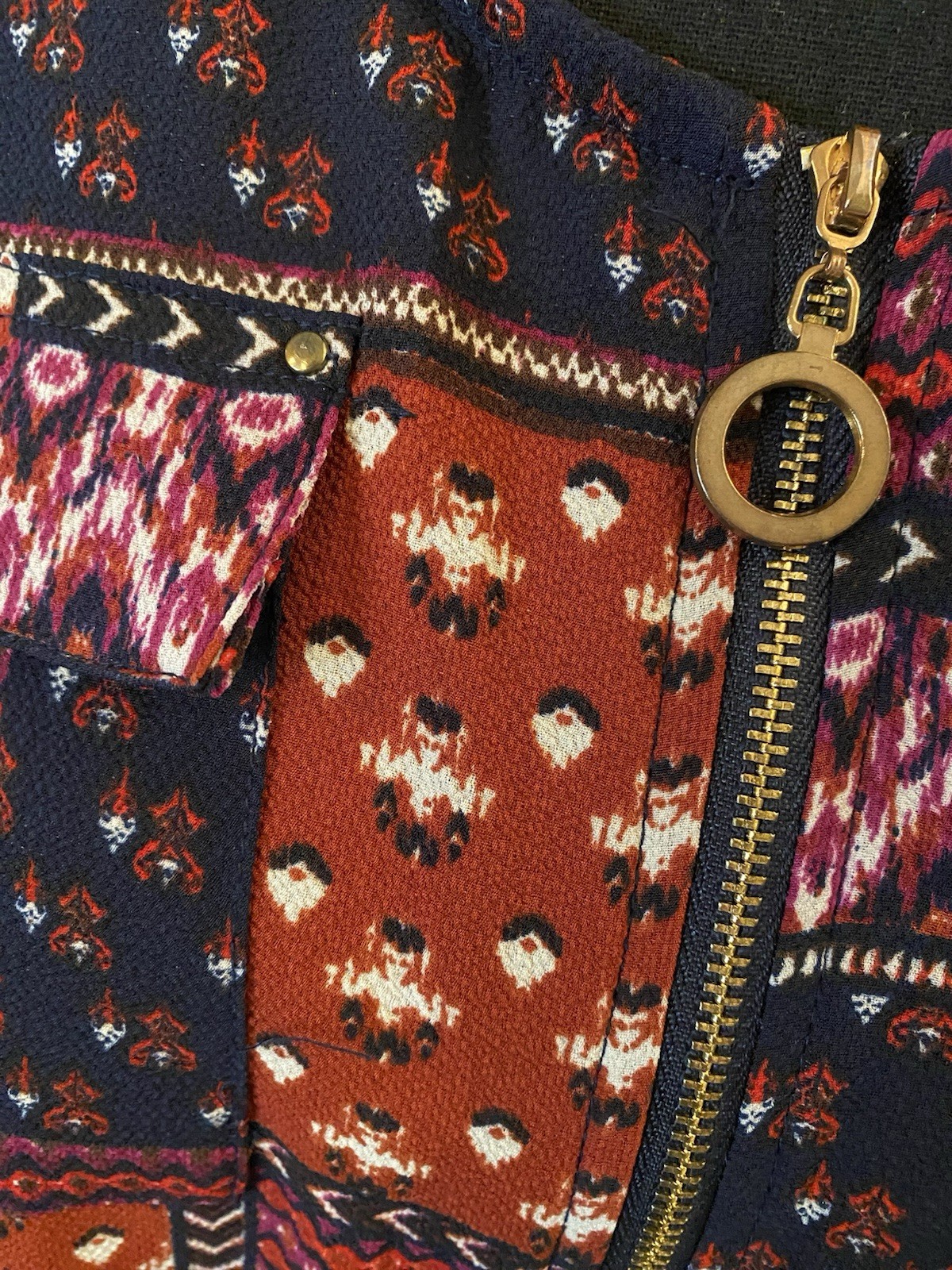 Cathy Elegant Black and Orange Patchwork Blouse S… - image 3