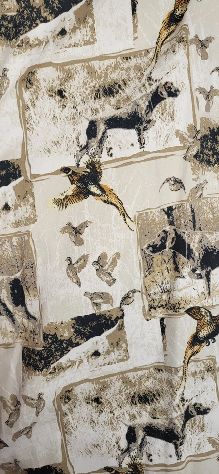 Vtg Pheasant Bird Hunting Dog All Over Print Mens Large Tall Button Down Shirt - Image 4 of 4